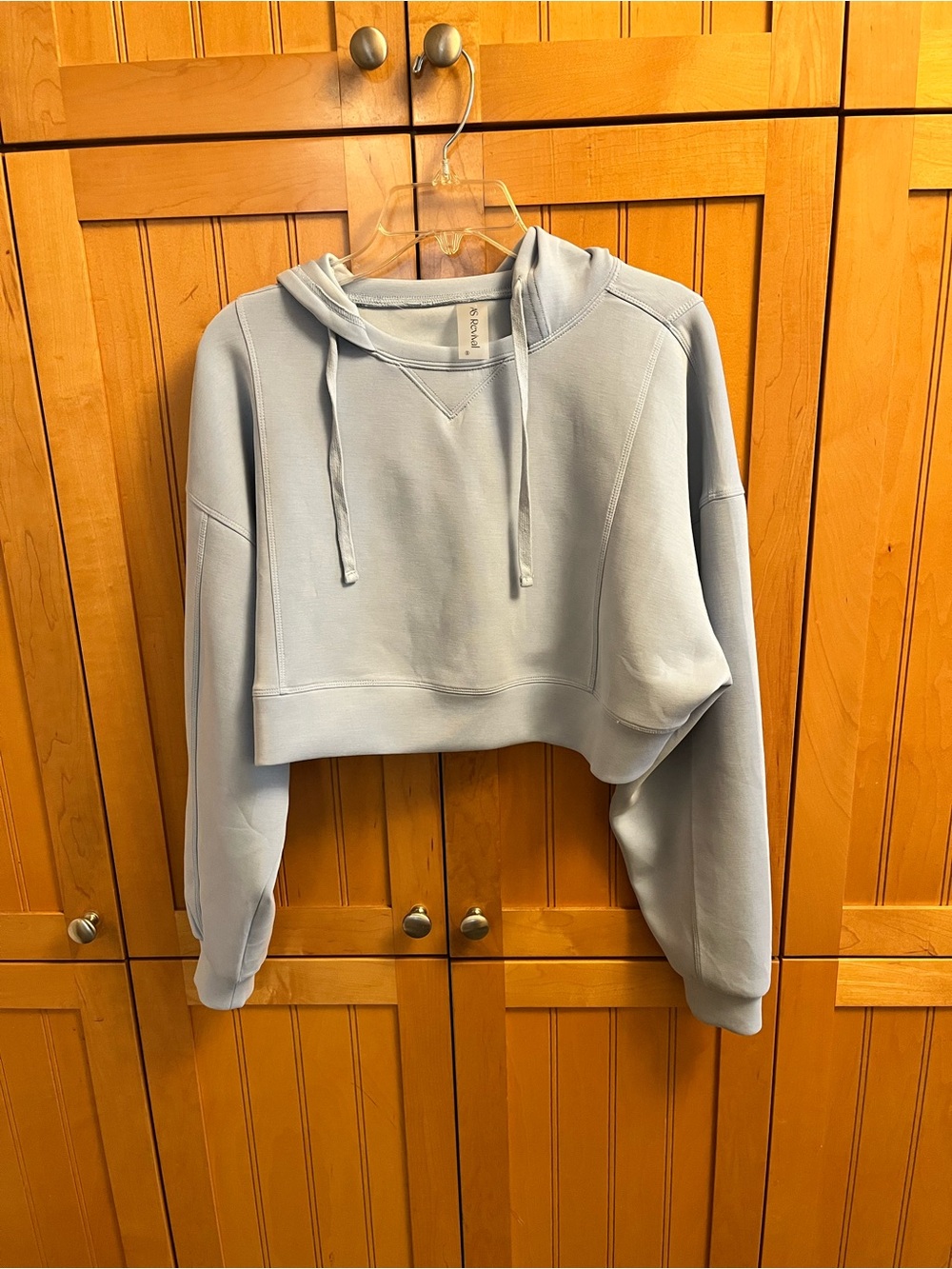 As Revival Cropped Scuba Style Light Blue Hoodie